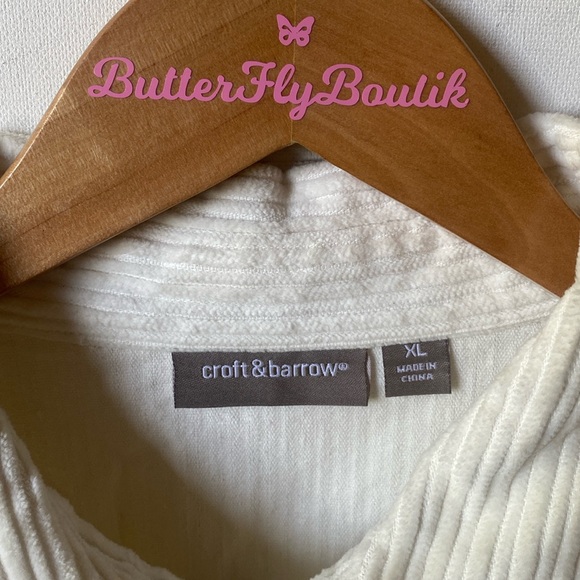 croft & barrow button down front Longsleeve cream corduroy Shirt/Jacket, XL, NEW - Picture 4 of 11